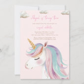 Modern Girl Unicorn Geburtstag Einladung (Vorderseite)