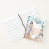 Modern Girl Watercolor Paris Personalisierter Name Notizblock (Innenseite)