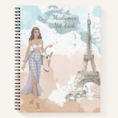 Modern Girl Watercolor Paris Personalisierter Name Notizblock (Vorderseite)
