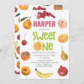 Modern Girls Frucht 1. Geburtstag Einladung (Vorne/Hinten)