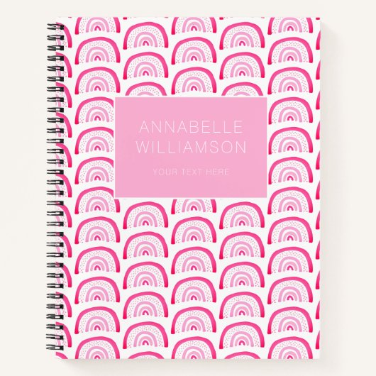 Modern Girls Rosa Regenbogen-Muster Notizblock (Vorderseite)