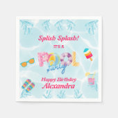 Modern Girls Splish Splash Kids Pool Party Serviette (Vorderseite)