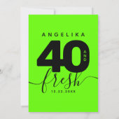 Modern Girly Bright Green 40 und Fresh Einladung (Rückseite)