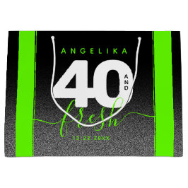 Modern Girly Bright Green 40 und Fresh Große Geschenktüte