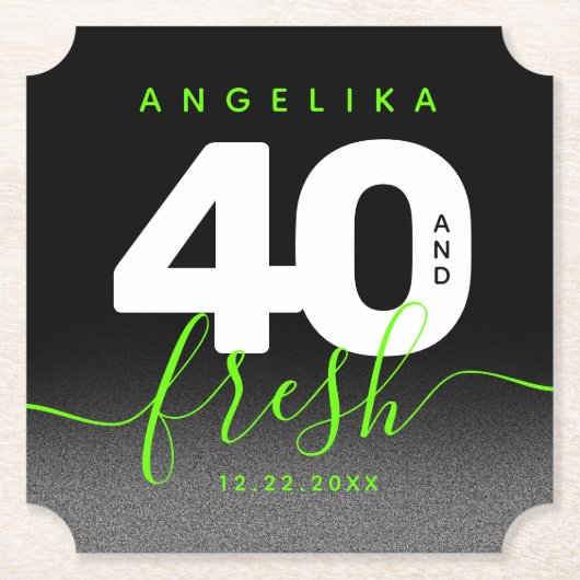 Modern Girly Bright Green 40 und Fresh Untersetzer (Vorderseite)