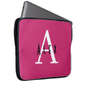 Modern Girly Bright Pink Monogram Initial + Name Laptopschutzhülle (Vorne Rechts)