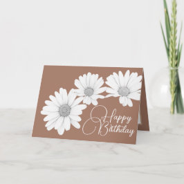 Modern Girly Daisies Floral Blume Mocha Birthday Karte