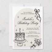 Modern girly doodle Birthday Invitation Einladung (Vorderseite)