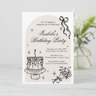 Modern girly doodle Birthday Invitation Einladung