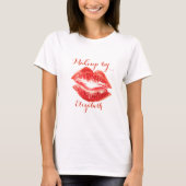 Modern Girly Glitzer Red Lips, Makeup artist T-Shirt (Vorderseite)