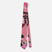 Modern Girly Gold Pink Black Floral Geometric Krawatte (Vorderseite)