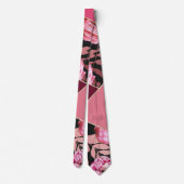 Modern Girly Gold Pink Black Floral Geometric Krawatte (Rückseite)