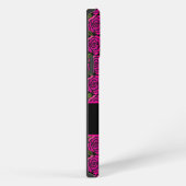 Modern Girly Hot Pink Roses Custom Name Monogram iPhone Hülle (Rechte Seite)