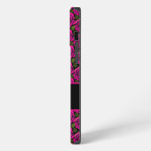 Modern Girly Hot Pink Roses Custom Name Monogram iPhone Hülle (Linke Seite)