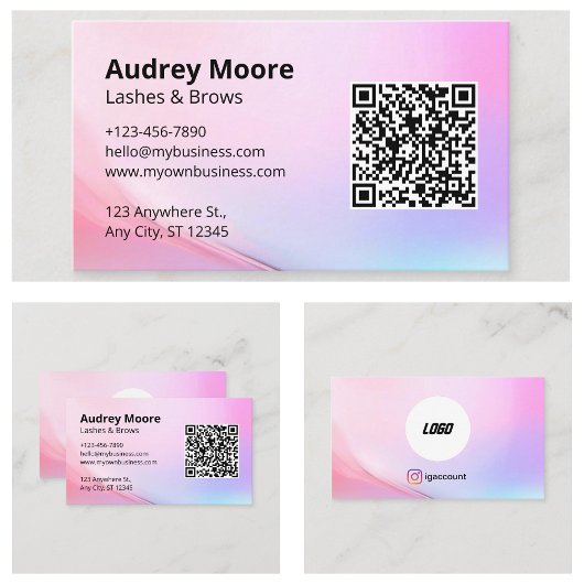 Modern Girly Lashes Brows Lash Tech Visitenkarte