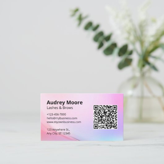 Modern Girly Lashes Brows Lash Tech Visitenkarte (Stehend Vorderseite)