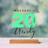 Modern Girly Mint Green 20 und Trendy Birthday Acrylschild (Neutral)