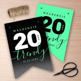 Modern Girly Mint Green 20 und Trendy Birthday Wimpelkette