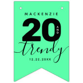 Modern Girly Mint Green 20 und Trendy Birthday Wimpelkette (Zweite Fahne)