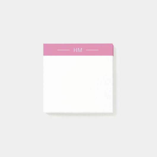 Modern Girly Pink Monogram Initialen Post-it Klebezettel (Vorderseite)
