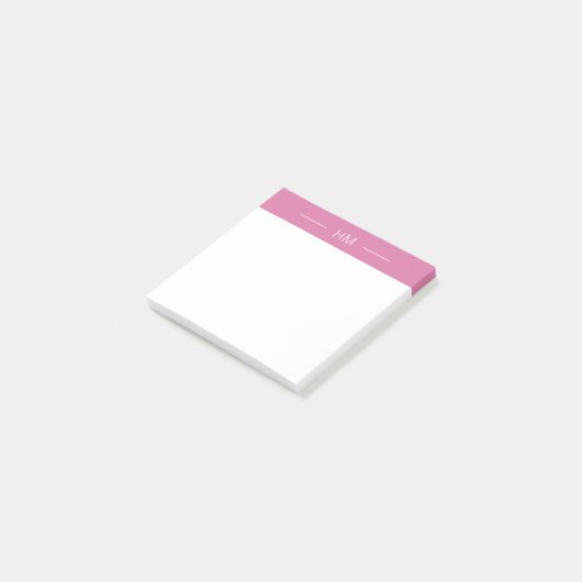 Modern Girly Pink Monogram Initialen Post-it Klebezettel (angewinkelt)