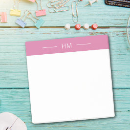 Modern Girly Pink Monogram Initialen Post-it Klebezettel