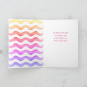 Modern Girly Pink Waves Birthday Photo Thank you Karte (Innenseite)