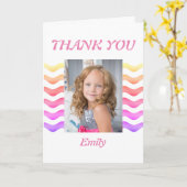 Modern Girly Pink Waves Birthday Photo Thank you Karte (Gelbe Blume)