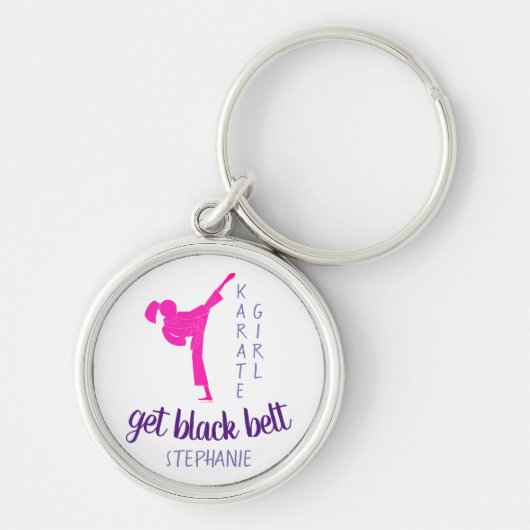 Modern Girly Purple Hot Pink Martial Art Karate Schlüsselanhänger (Vorne)