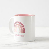 Modern Girly Rainbow Boho Pastel Pink Zweifarbige Tasse (Vorderseite Links)