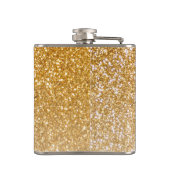 Modern Girly Shiny Gold Glitzer Name Monogram Flachmann (Rückseite)