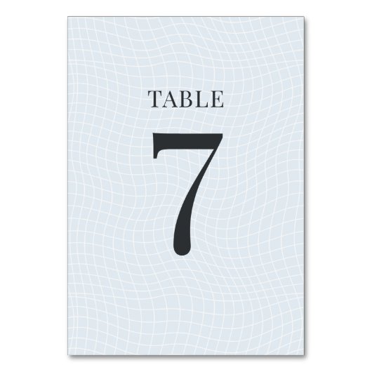 Modern Glacial Blue & Warped Grid Tischnummer (Rückseite)