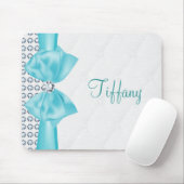 Modern Glam Aquamarin Türkis Bow & Diamonds Mousepad (Mit Mouse)