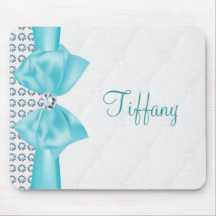 Modern Glam Aquamarin Türkis Bow & Diamonds Mousepad