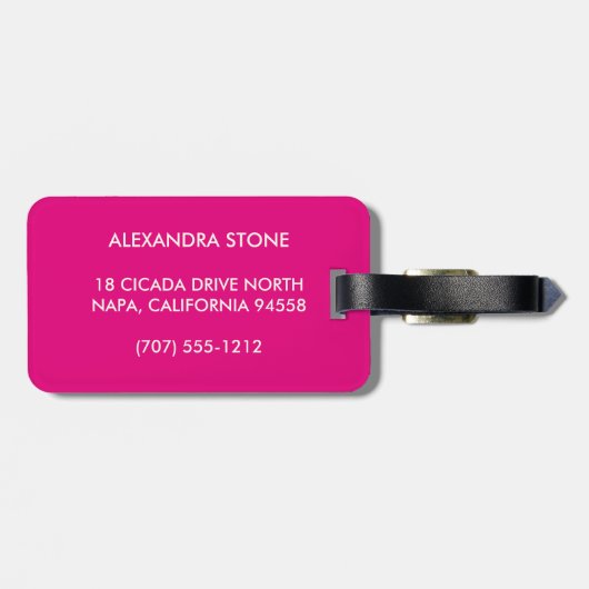Modern Glam Black, Cream & Fuchsia Strip Gepäckanhänger (Rückseite horizontal)