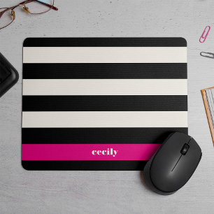 Modern Glam Black, Cream & Fuchsia Strip Mousepad