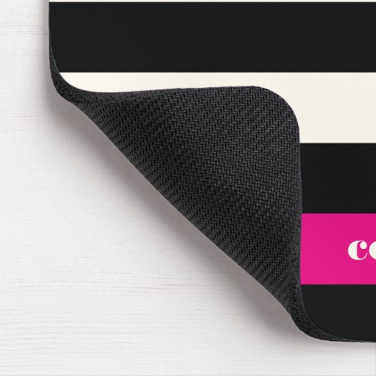 Modern Glam Black, Cream & Fuchsia Strip Mousepad (Ecke)