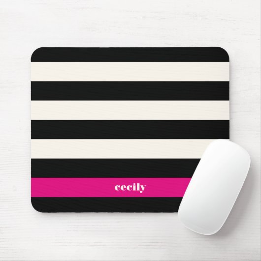 Modern Glam Black, Cream & Fuchsia Strip Mousepad (Mit Mouse)