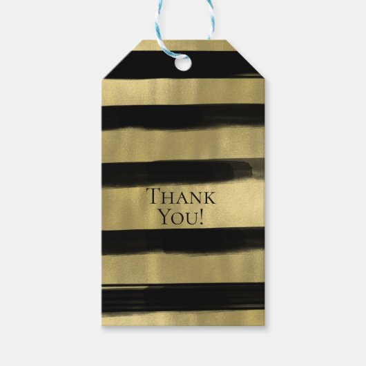 Modern Glam Black & Gold Paint Stroke Strip Geschenkanhänger (Vorderseite)