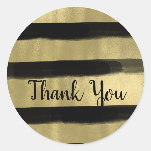 Modern Glam Black & Gold Paint Stroke Strip Runder Aufkleber (Vorderseite)