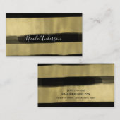 Modern Glam Black & Gold Paint Stroke Strip Visitenkarte (Vorne/Hinten)