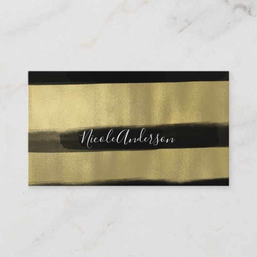 Modern Glam Black & Gold Paint Stroke Strip Visitenkarte (Vorderseite)