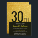 Modern Glam Black Gold Sparkle 30. Geburtstag Einladung<br><div class="desc">Feiern Sie Ihren Geburtstag mit dieser modernen Glam stilvollen Black Yellow Gold Glitzer Sparkle Geburtstagskarte Einladung.</div>