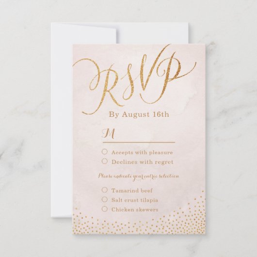 Modern glam blush rose gold calligraphy RSVP (Vorderseite)