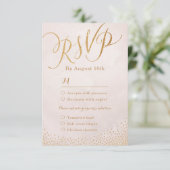 Modern glam blush rose gold calligraphy RSVP (Stehend Vorderseite)