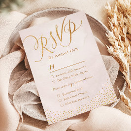 Modern glam blush rose gold calligraphy RSVP