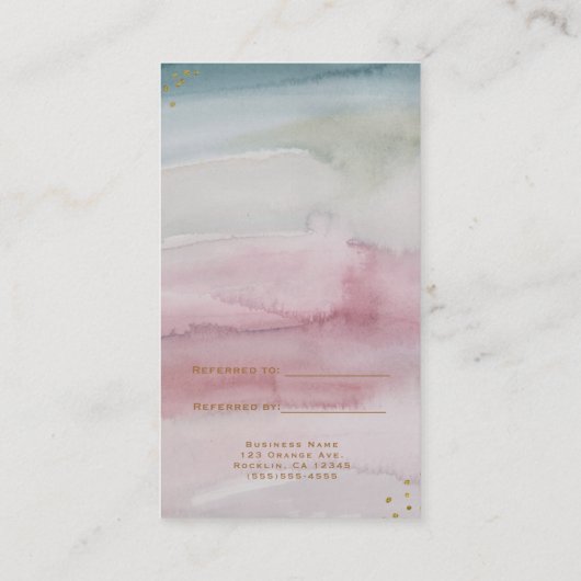 Modern Glam Dreamy Watercolor Golfen Freundlicher Empfehlungskarte (Rückseite)