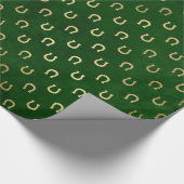 Modern Glam Elegante Green Gold Lucky Horseshoe Geschenkpapier (Ecke)