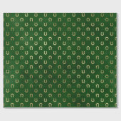 Modern Glam Elegante Green Gold Lucky Horseshoe Geschenkpapier (Flach)