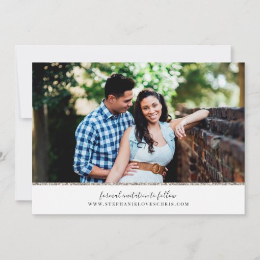 Modern Glam Foto Collage Save The Date (Rückseite)